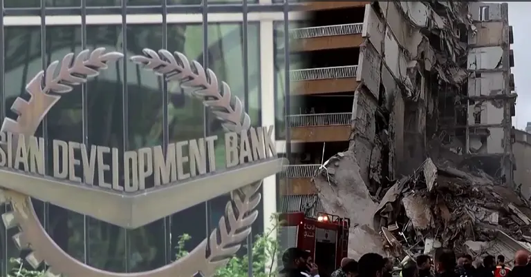 এশীয় ব্যাংক ও হামলায় ধসে পড়া ভবন